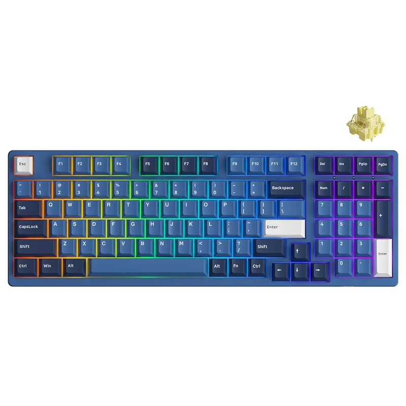 Akko Ocean Star 3098B Plus Multi-Mode Cherry North-Facing RGB Hot-Swappable Mechanical Keyboard (Akko V3 Cream Yellow Pro)