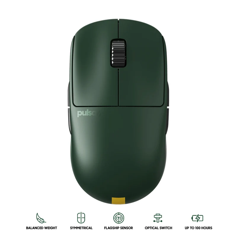 Pulsar X2A ES eSports Tournament Edition Ambidextrous Symmetrical Wireless Gaming Mouse (Green) Size2 (PX2AES24)
