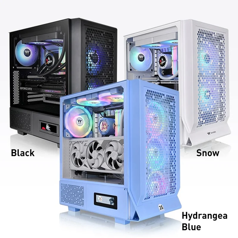Thermaltake Ceres 330 TG RGB Mid Tower 4mm Tempered Glass PC Case(Black, Hydrangea Blue, Snow)