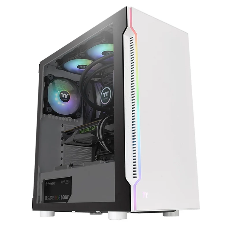Thermaltake H200 TG RGB Mid Tower 4mm Tempered Glass PC Case (Black, Snow)