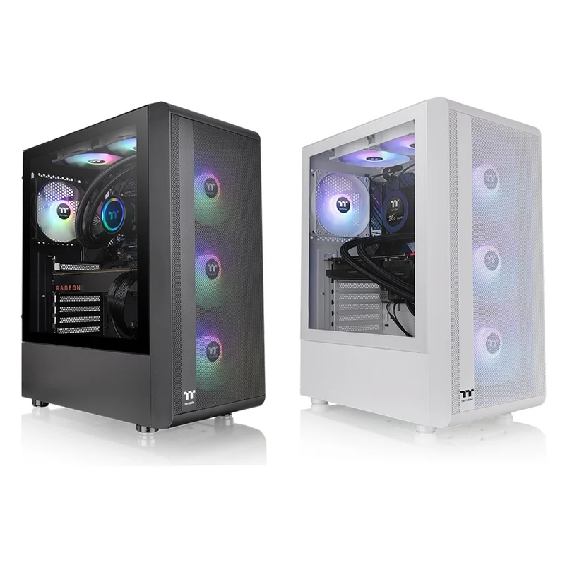 Thermaltake S200 TG RGB Mid Tower 3mm Tempered Glass With 120mm RGB Lite Front Fans PC Case (Black, Snow)