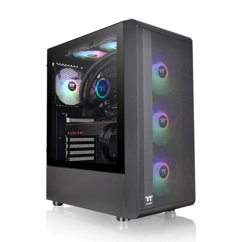 Thermaltake S200 TG RGB Mid Tower 3mm Tempered Glass With 120mm RGB Lite Front Fans PC Case (Black, Snow)