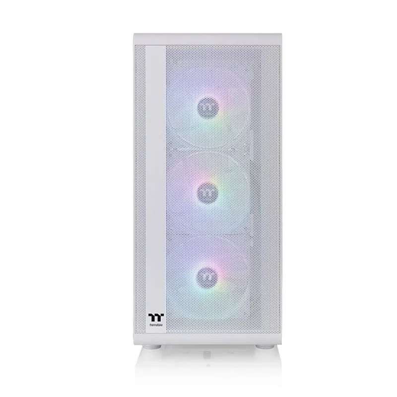 Thermaltake S200 TG RGB Mid Tower 3mm Tempered Glass With 120mm RGB Lite Front Fans PC Case (Black, Snow)