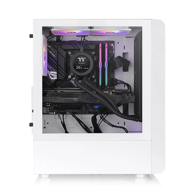 Thermaltake S200 TG RGB Mid Tower 3mm Tempered Glass With 120mm RGB Lite Front Fans PC Case (Black, Snow)