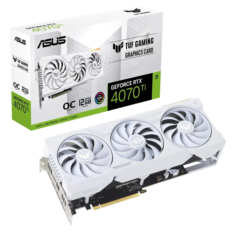 Asus TUF Geforce RTX 4070 Ti OC 12GB GDDR6X Gaming Graphics Card (White)