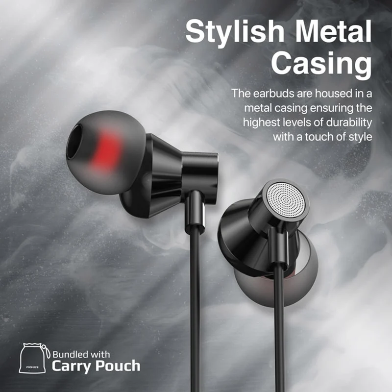 Promate Silken-C Ergonomic In-Ear USB-C Wired Stereo Headphones (Grey)