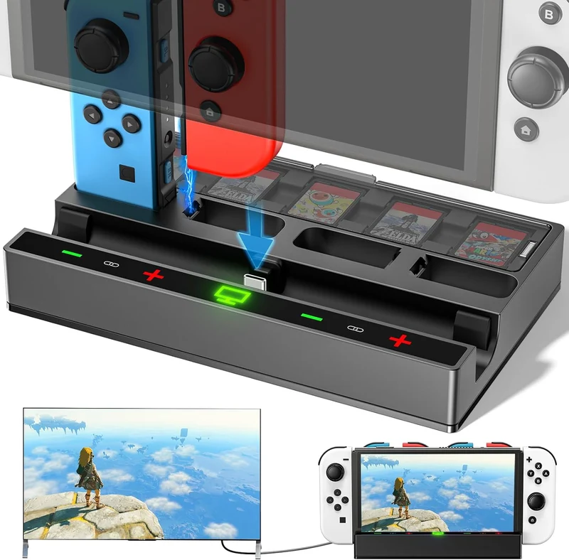 Dock Station w/ Controller Charger & 5 Game Slots for Switch/ Switch OLED (NG-SW315)