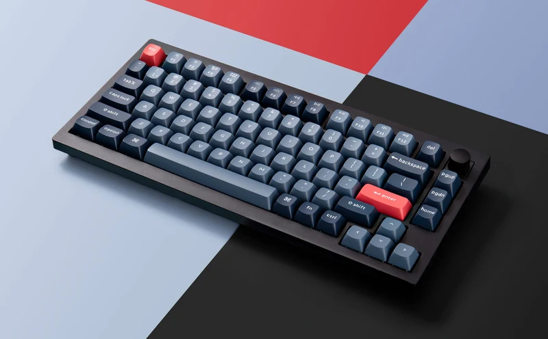 Keychron V1 Max QMK/Via Fully-Assembled With Knob Hot-Swappable RGB Backlight 75% Wireless Custom Mechanical Keyboard Carbon Black (Gateron Jupiter Red Switch) (V1M-D1)