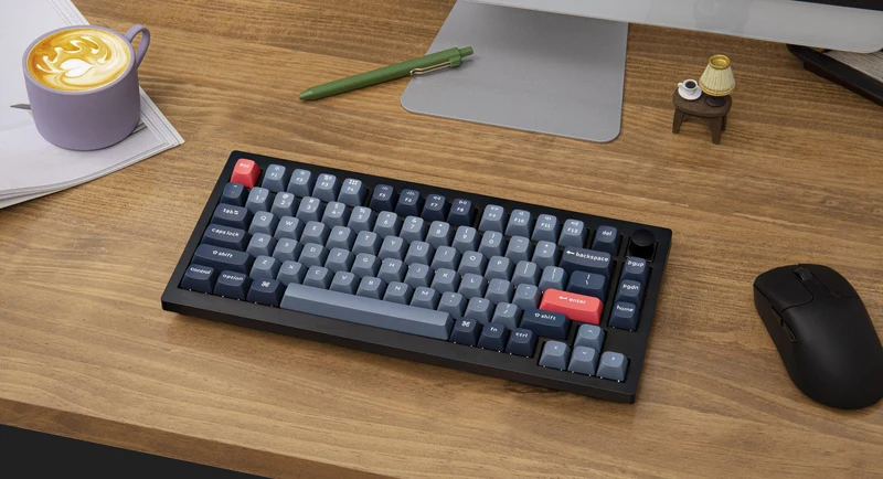 Keychron V1 Max QMK/Via Fully-Assembled With Knob Hot-Swappable RGB Backlight 75% Wireless Custom Mechanical Keyboard Carbon Black (Gateron Jupiter Red Switch) (V1M-D1)