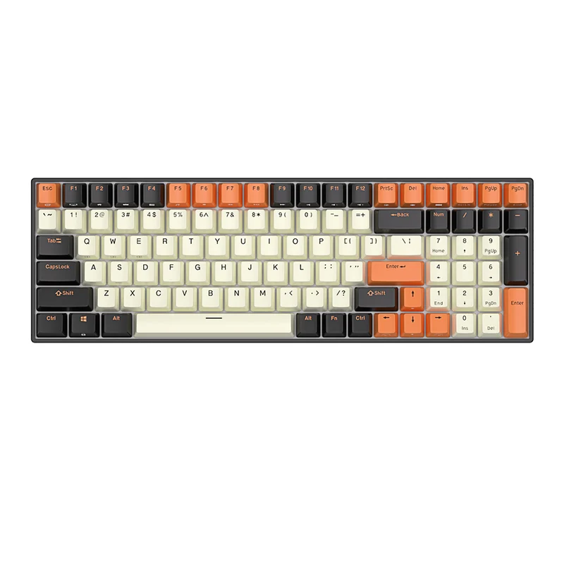 Royal Kludge RK100 Tri-Mode RGB 100-Keys Hot Swappable Mechanical Keyboard (Black Orange) (Brown Switch)