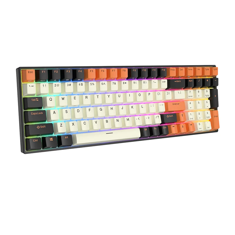 Royal Kludge RK100 Tri-Mode RGB 100-Keys Hot Swappable Mechanical Keyboard (Black Orange) (Brown Switch)