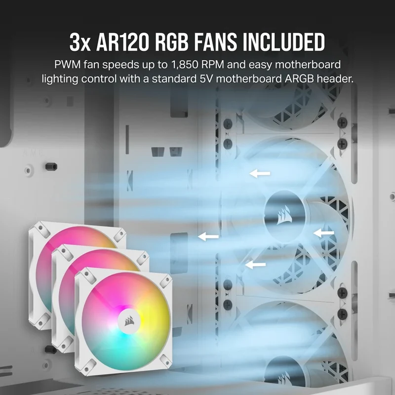 Corsair 3000D RGB Airflow Tempered Glass Mid-Tower ATX PC Case (White)