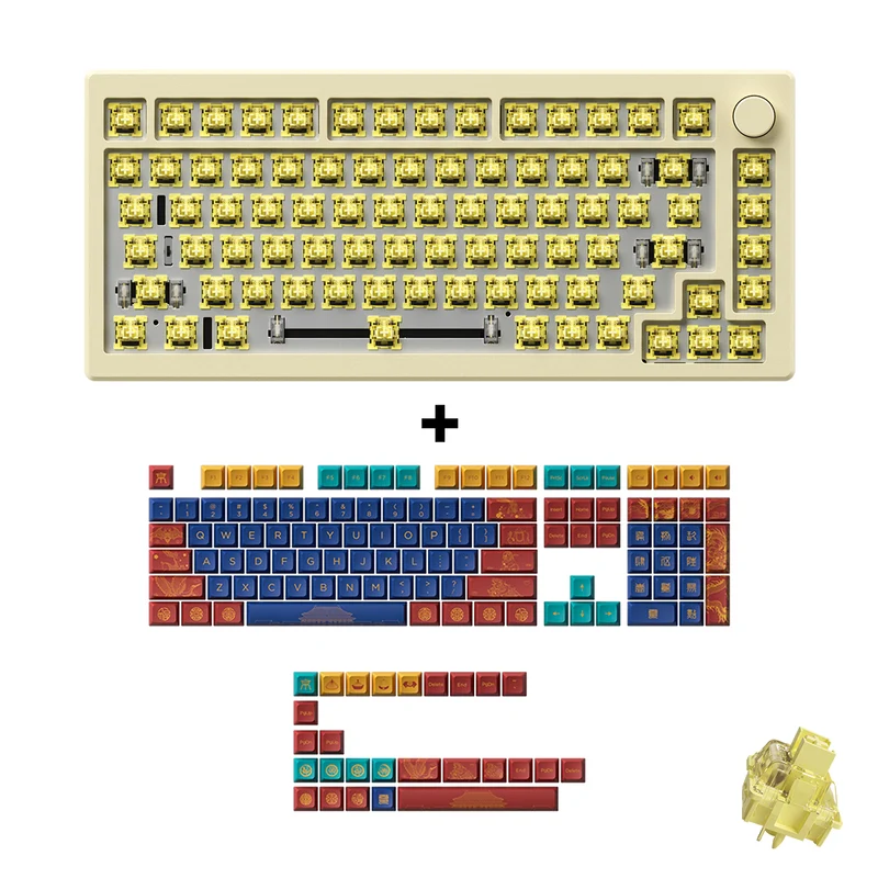 Akko MOD 007B HE DIY Kit With World Tour Beijing JDA Keycap Set 135-Key Cream White (Akko Cream Yellow Magnetic Switch)