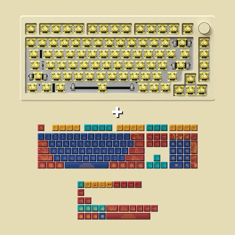 Akko MOD 007B HE DIY Kit With World Tour Beijing JDA Keycap Set 135-Key Cream White (Akko Cream Yellow Magnetic Switch)