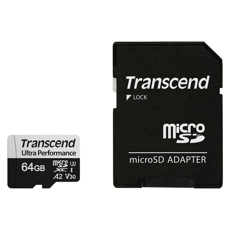 Transcend 340S Ultra Performance MicroSDXC UHS-I U3 V30 A2 160MB/S Read Memory Card For Gaming & App With SD Adapter (64GB, 128GB, 256GB)