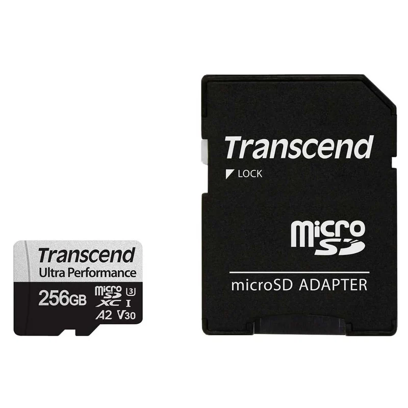 Transcend 340S Ultra Performance MicroSDXC UHS-I U3 V30 A2 160MB/S Read Memory Card For Gaming & App With SD Adapter (64GB, 128GB, 256GB)