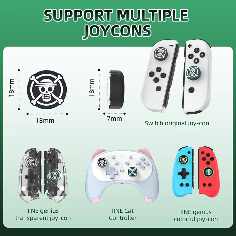 IINE One Piece Silicone Thumb Grip Caps For N-Switch (Skull) (L911)