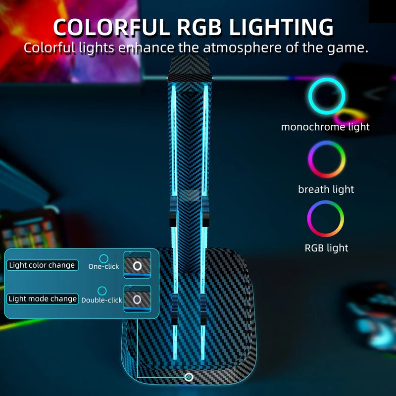 IINE RGB Universal Dual Controller Headset Holder Stand For N-Switch / Xbox / PS5 (Black) (L921)