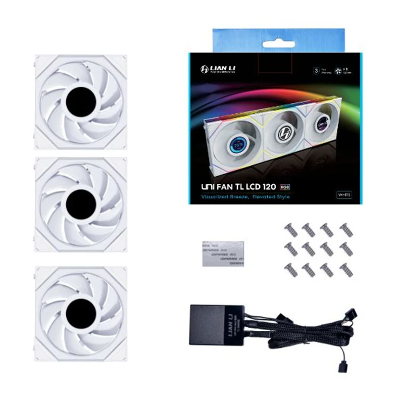 Lian Li Uni Fan TL LCD 120 RGB 120mm Fan Triple Pack With Controller