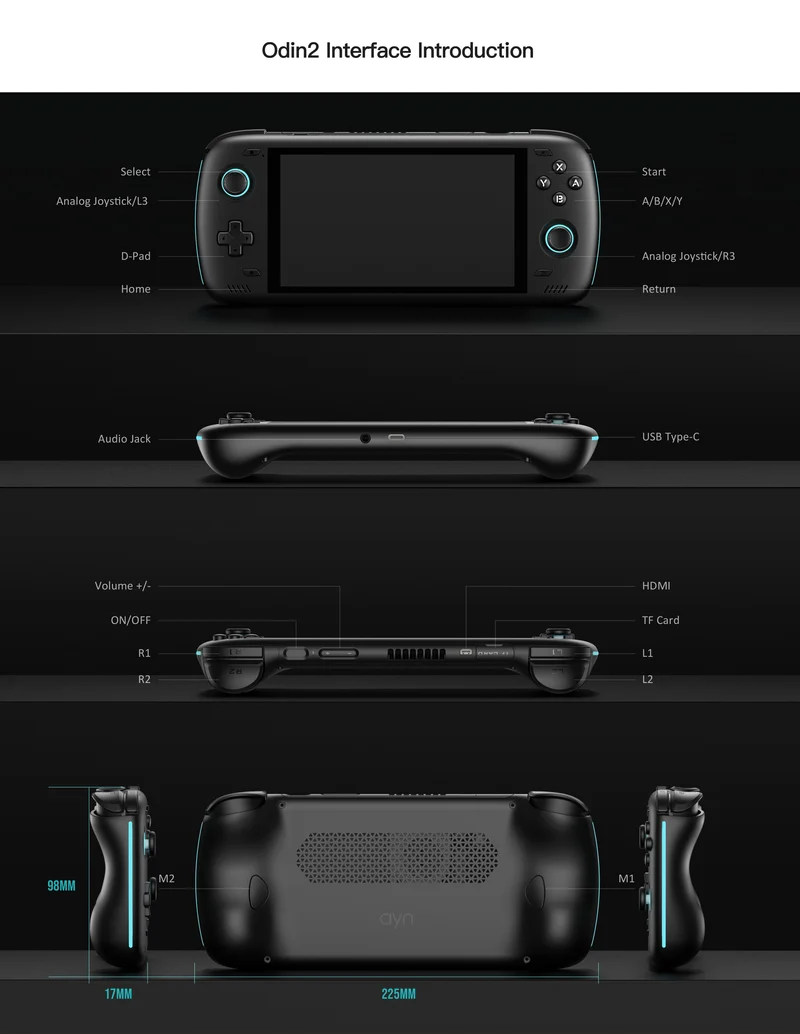 AYN Odin 2 Qualcomm Snapdragon 8 Gen2 Processor 1080P FHD 6" IPS Touch Screen Display Android 13 Handheld Gaming Console