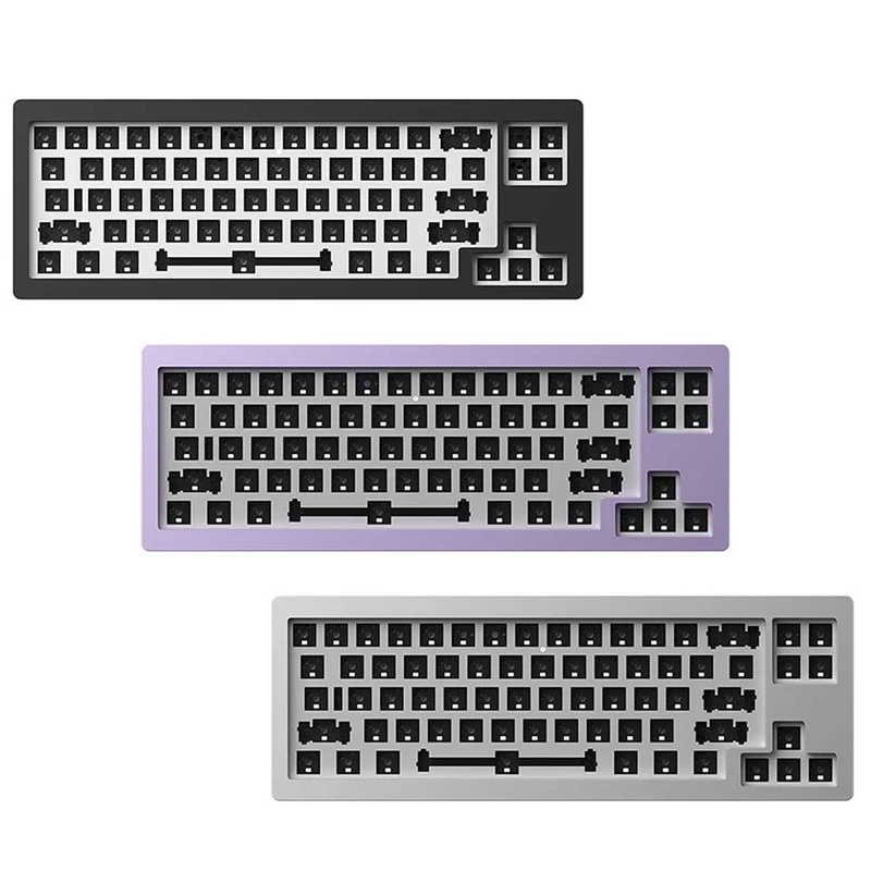 Monsgeek M7 VIA DIY Kit Aluminum CNC Wired RGB Hot-Swappable Mechanical Keyboard (Black, Purple, Silver)