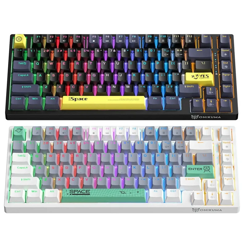 Onikuma G52 Space RGB 82 Keys Wired Mechanical Gaming Keyboard (Tea Axis) (Black, White)