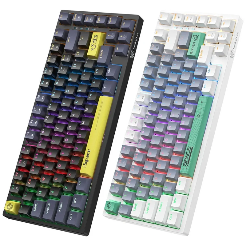 Onikuma G52 Space RGB 82 Keys Wired Mechanical Gaming Keyboard (Tea Axis) (Black, White)