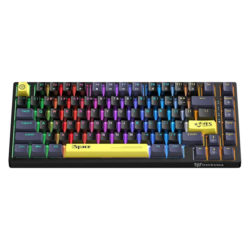 Onikuma G52 Space RGB 82 Keys Wired Mechanical Gaming Keyboard (Tea Axis) (Black, White)