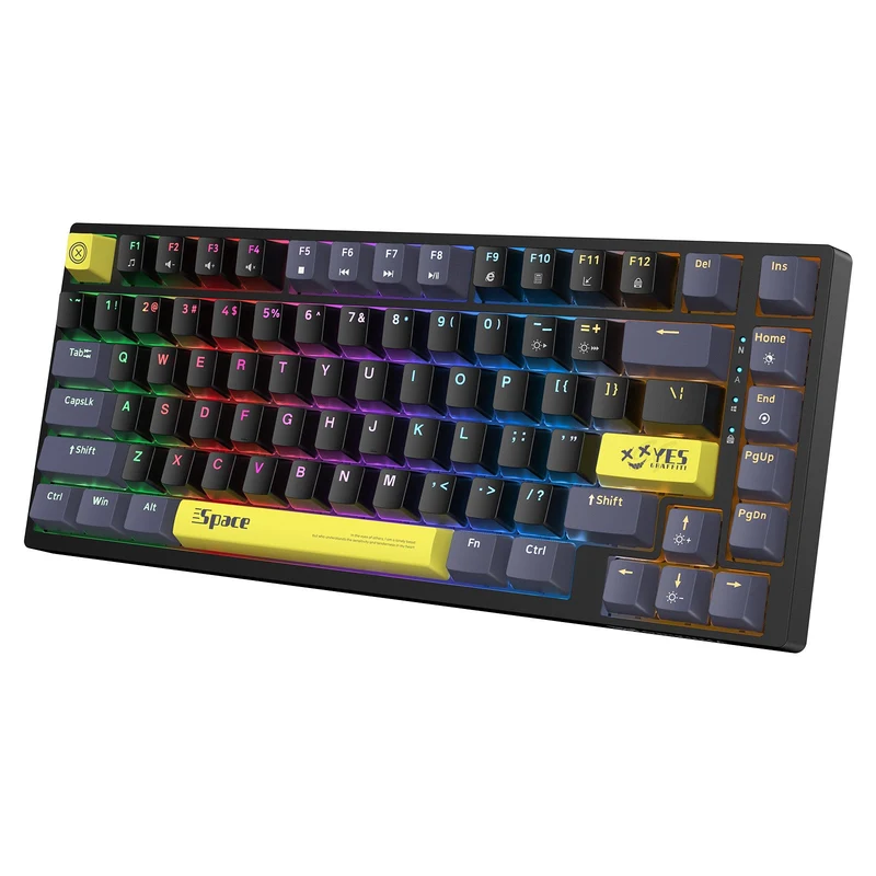 Onikuma G52 Space RGB 82 Keys Wired Mechanical Gaming Keyboard (Tea Axis) (Black, White)