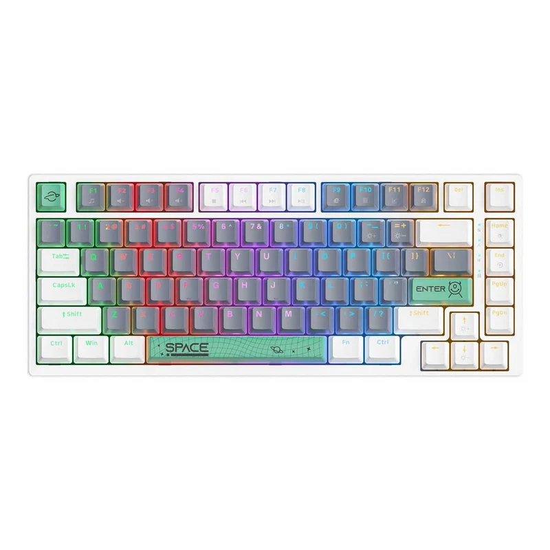 Onikuma G52 Space RGB 82 Keys Wired Mechanical Gaming Keyboard (Tea Axis) (Black, White)