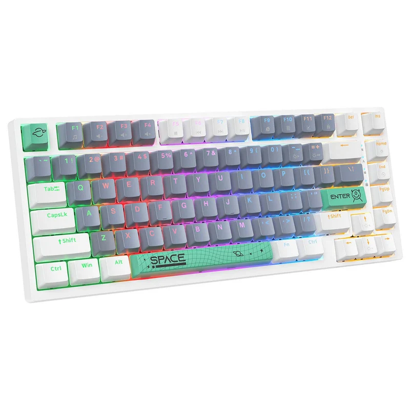 Onikuma G52 Space RGB 82 Keys Wired Mechanical Gaming Keyboard (Tea Axis) (Black, White)