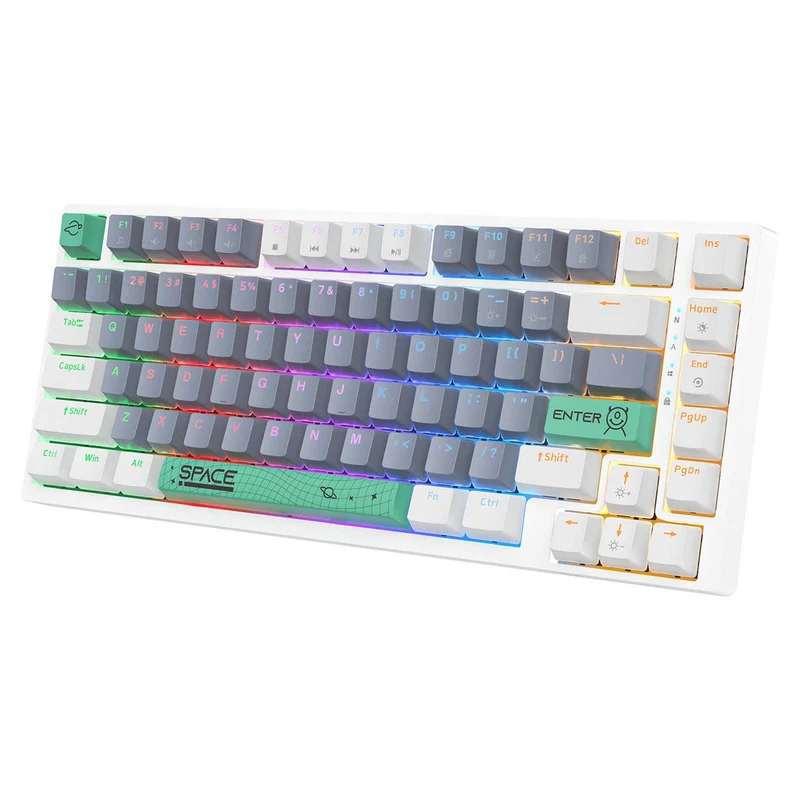 Onikuma G52 Space RGB 82 Keys Wired Mechanical Gaming Keyboard (Tea Axis) (Black, White)