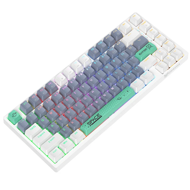 Onikuma G52 Space RGB 82 Keys Wired Mechanical Gaming Keyboard (Tea Axis) (Black, White)