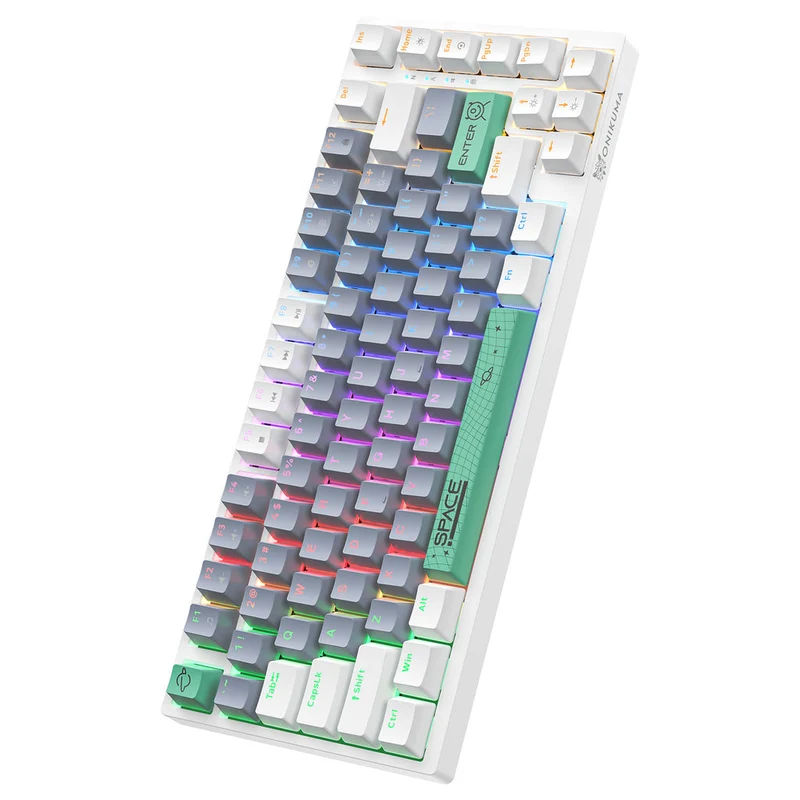 Onikuma G52 Space RGB 82 Keys Wired Mechanical Gaming Keyboard (Tea Axis) (Black, White)