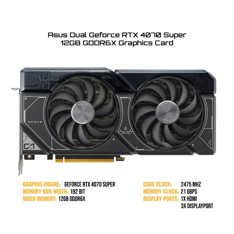 Asus Dual Geforce RTX 4070 Super 12GB GDDR6X Graphics Card