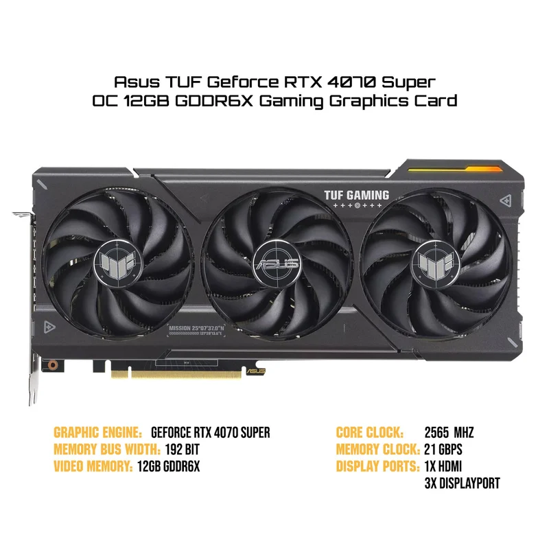Asus TUF Geforce RTX 4070 Super OC 12GB GDDR6X Gaming Graphics Card