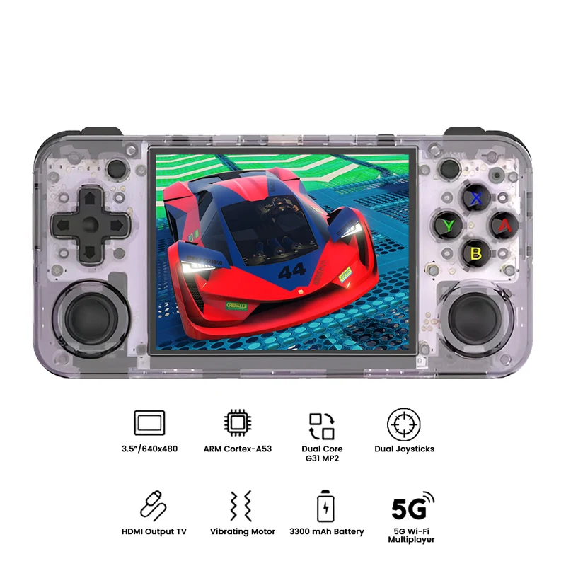 Anbernic RG35XX H Handheld Gaming Console (Black, Transparent Purple, Transparent White)
