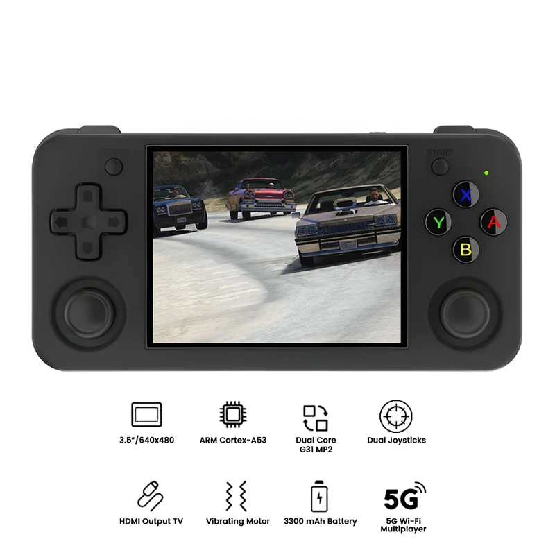 Anbernic RG35XX H Handheld Gaming Console (Black, Transparent Purple, Transparent White)