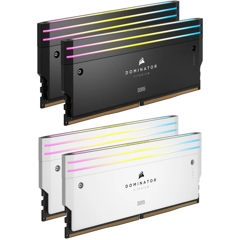 Corsair Dominator Titanium RGB 32GB (2X16GB) DDR5 DRAM 6600MHz CL32 Intel XMP Memory (Black, White)