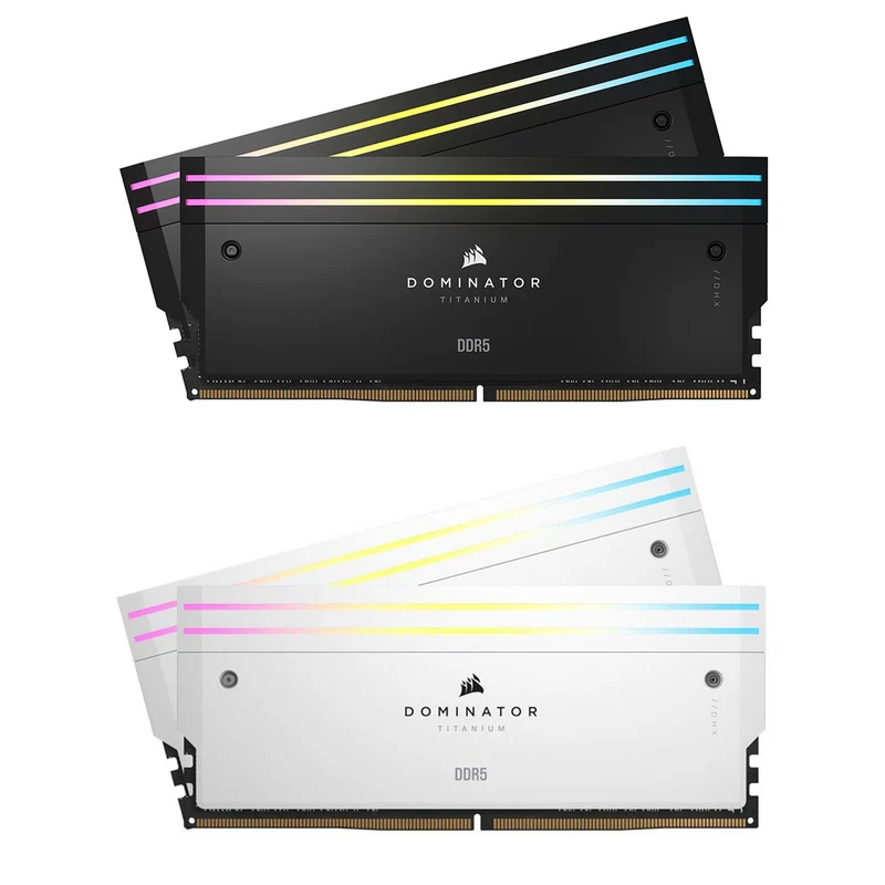Corsair Dominator Titanium RGB 32GB (2x16GB) DDR5 DRAM 6000MHz CL30 Intel XMP Memory Kit (Black, White)