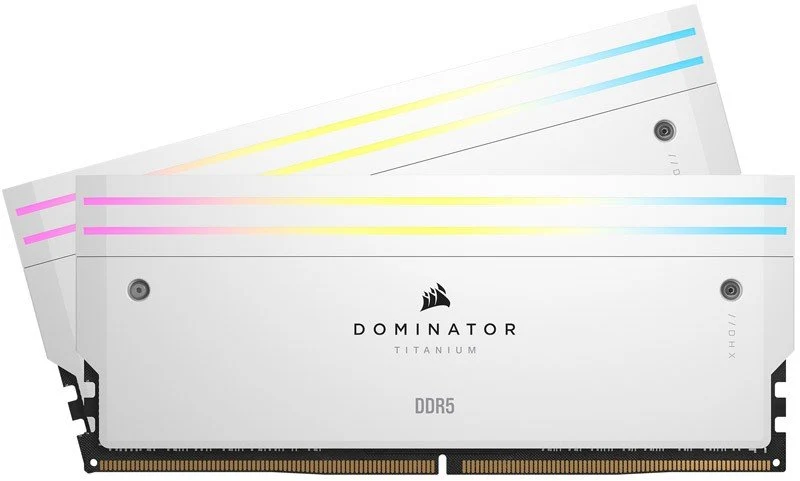 Corsair Dominator Titanium RGB 32GB (2x16GB) DDR5 DRAM 6000MHz CL30 Intel XMP Memory Kit (Black, White)