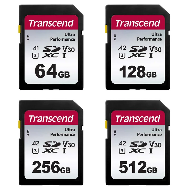 Transcend 340S Ultra Performance SDXC UHS-I U3 V30 A2 160MB/S Read SD Card (64GB, 128GB, 256GB, 512GB)