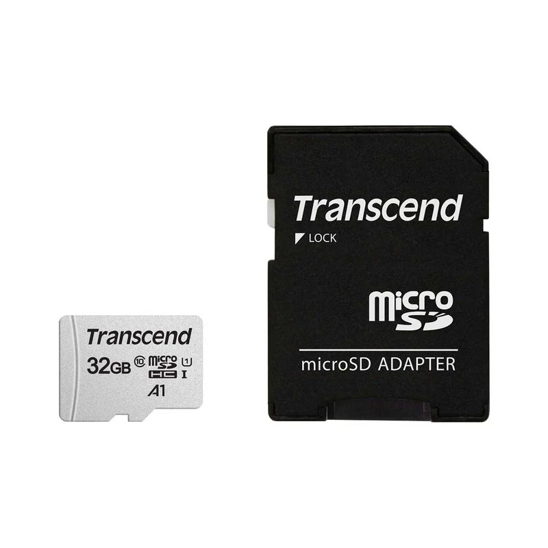 Transcend 300S MicroSDXC I UHS-I Class 10 A1 100MB/S Read Memory Card With SD Adapter (32GB, 64GB, 256GB, 512GB)