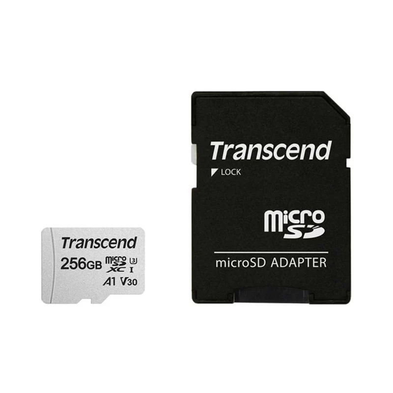Transcend 300S MicroSDXC I UHS-I Class 10 A1 100MB/S Read Memory Card With SD Adapter (32GB, 64GB, 256GB, 512GB)