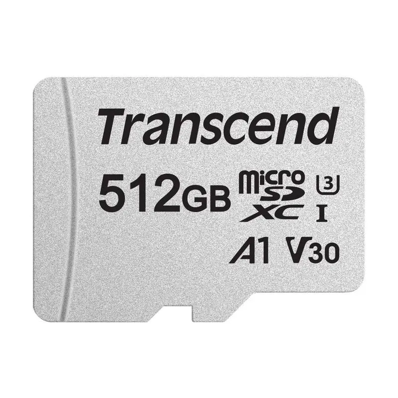 Transcend 300S MicroSDXC I UHS-I Class 10 A1 100MB/S Read Memory Card With SD Adapter (32GB, 64GB, 256GB, 512GB)
