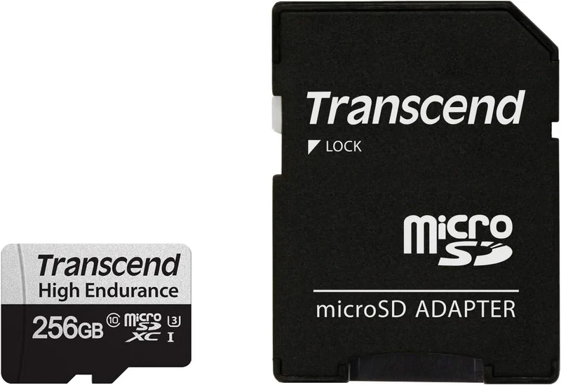 Transcend 350V High Endurance MicroSDXC UHS-I Class 10 100MB/S Read Memory Card With SD Adapter for Dashcams & Surveillance (64GB, 128GB, 256GB, 512GB)