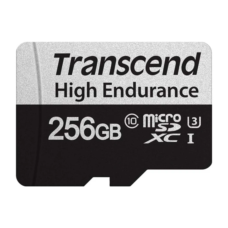 Transcend 350V High Endurance MicroSDXC UHS-I Class 10 100MB/S Read Memory Card With SD Adapter for Dashcams & Surveillance (64GB, 128GB, 256GB, 512GB)