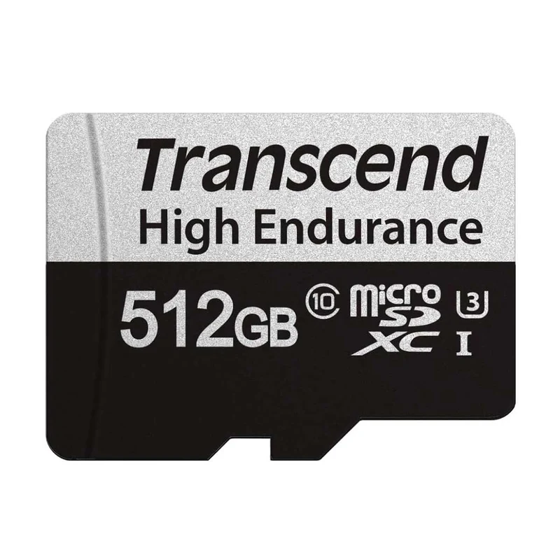Transcend 350V High Endurance MicroSDXC UHS-I Class 10 100MB/S Read Memory Card With SD Adapter for Dashcams & Surveillance (64GB, 128GB, 256GB, 512GB)
