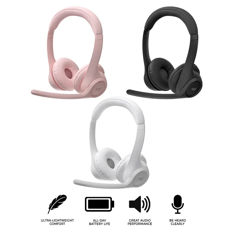 Logitech Zone 300 Wireless Headset (Black, Rose, Off-White)