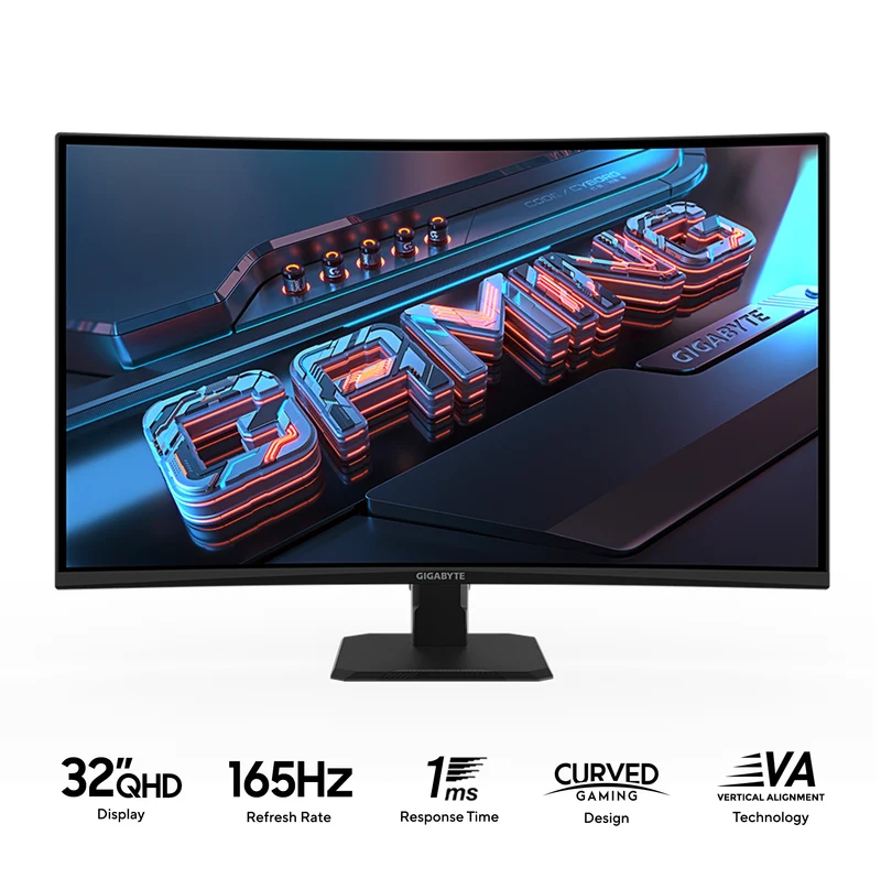 Gigabyte GS32QC 32" QHD (2560x1440) 165Hz 1ms MPRT VA Curved Gaming Monitor